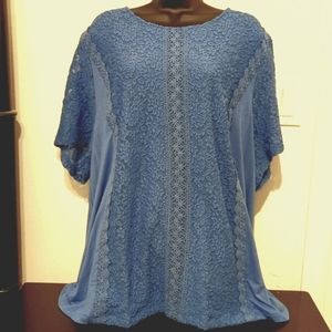 Catherines Top/Shirt Beautiful Blue Lace 3X NWT